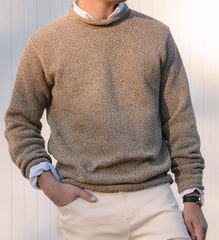 Newport Roll Neck Sweater in Marled Brown