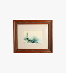 Vintage Lighthouse Lithograph Framed