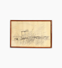 Item 002: Beach Pen & Ink Framed