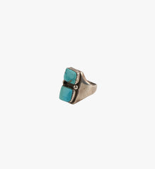 Double Turqusoise Sterling Silver Ring Size 10