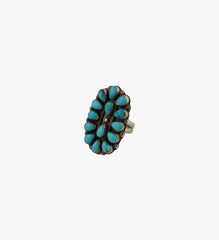 Navajo Turquoise Cluster Ring in Sterling Silver Size
