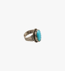 Rare Antique Sleeping Beauty Turquoise Ring in Sterling Silver Size 13