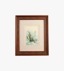 Vintage Sailboat Lithograph Print in Frame