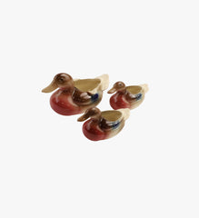 Vintage Ceramic Duck Planters / Trinket Dishes Set of 3 - Mallard Style Ducks