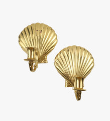 Solid Brass Shell Wall Candle Holders
