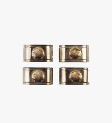 Vintage Silver Plated Napkin Rings with Brass Shell Detail