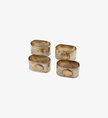 Vintage Silver Plated Napkin Rings with Brass Shell Detail