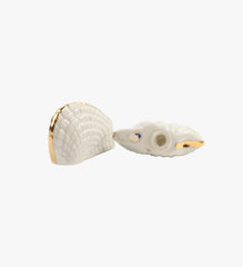 Vintage White Shell with Gold Detail Salt & Pepper Shakers
