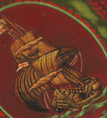 Item #116 1950’s Holland Made Tin Box with Ship and Embossing
