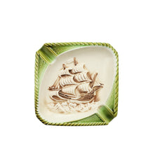 Item #70 Vintage Ship Ashtray with Green Boarder