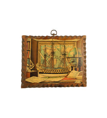 Item #115 Nautical Wood Ship Picture (1960)