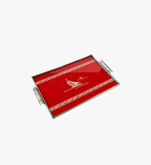 1950's Antique Red Atlas Sailboat Tray