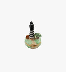 Porcelain Navy Lighthouse Trinket Box