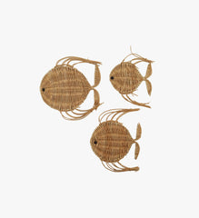 Vintage Wicker Set of 3 Fish