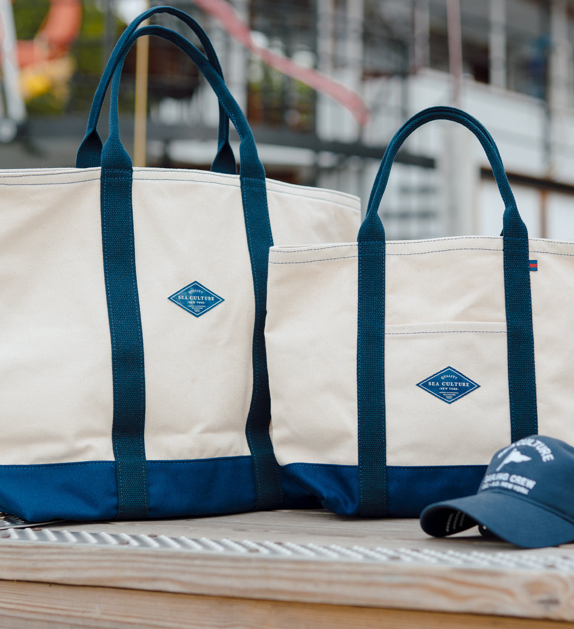 Windjammer Large Tote - Navy and Natural