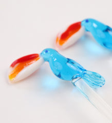 Item #29 Set of 2 Glass Toucan Drink Stirrers