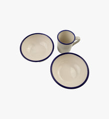 Vintage Set of 2 Bowls and a Mug with Blue Stripe