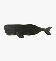 Hand Carved Black Wood Whale Sculpture