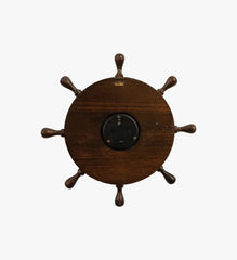 Wooden Ship's Wheel Barometer with Brass Fitting