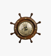 Wooden Ship's Wheel Barometer with Brass Fitting