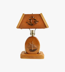 Vintage Wooden Ship & Anchor Table Lamp